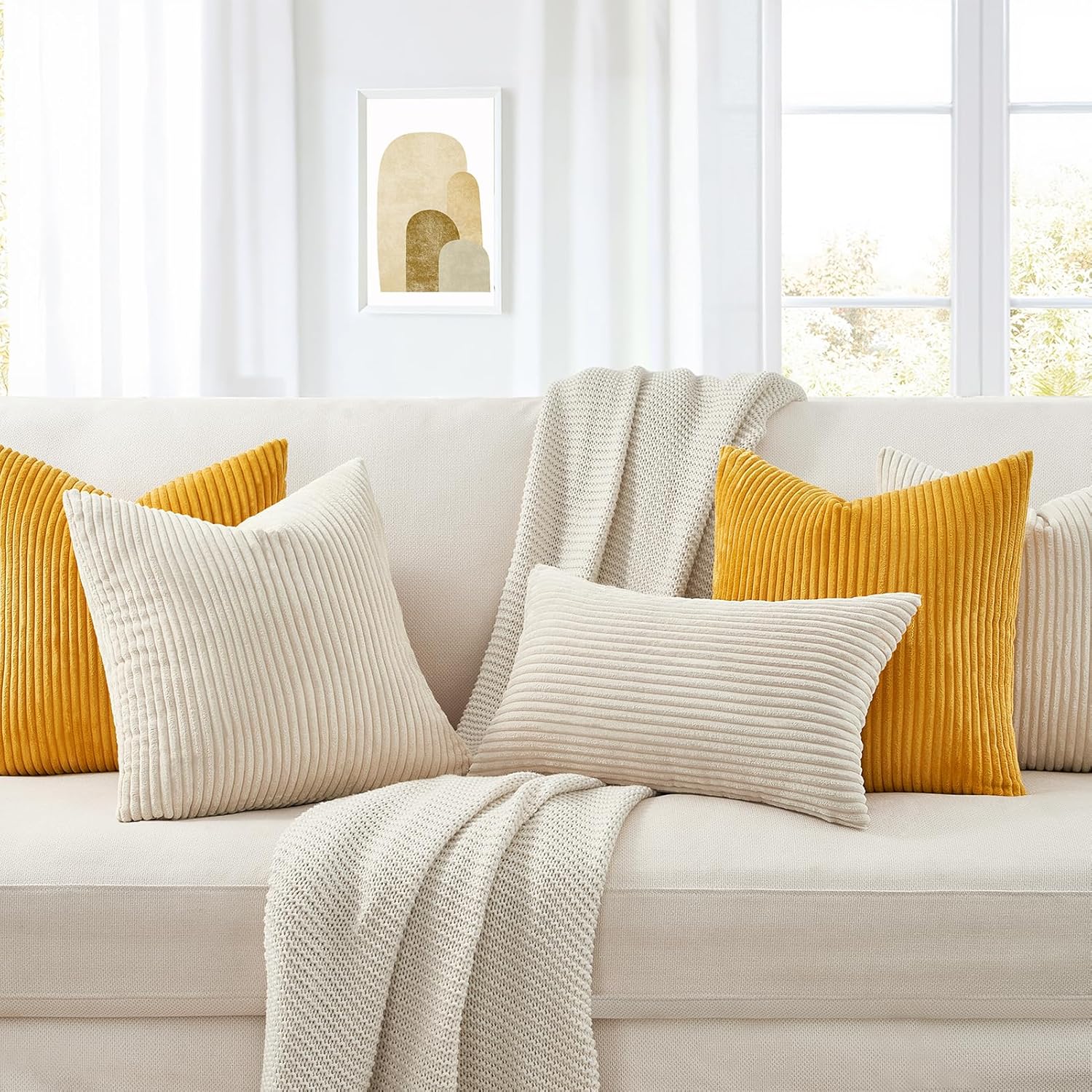 Topfinel Kissenbezug 40x40 creme Kordsamt 2er Set