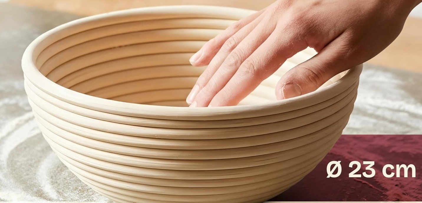 Superbaking Gärkörbchen Rund - 9 Zoll Rattan Sauerteig Brot Gärkorb