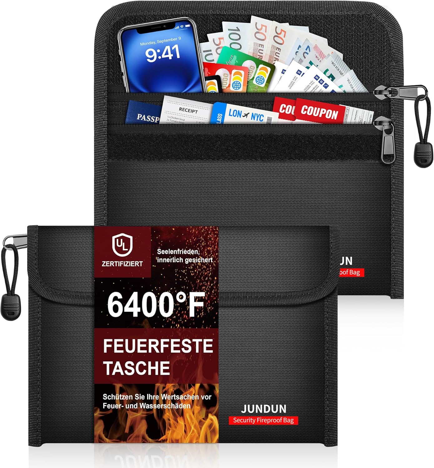 JUNDUN 2er Pack Feuerfeste Tasche