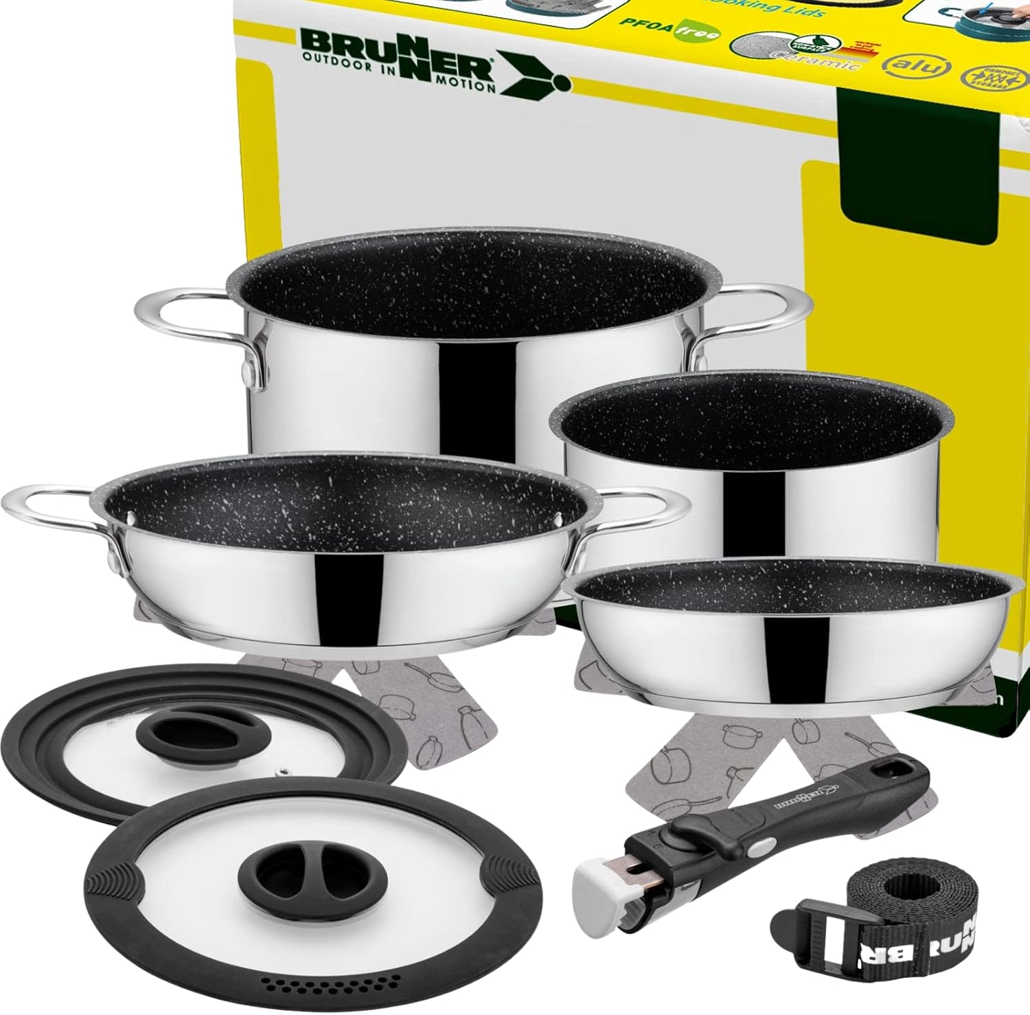 BRUNNER: Camping Topf-Set Edelstahl 