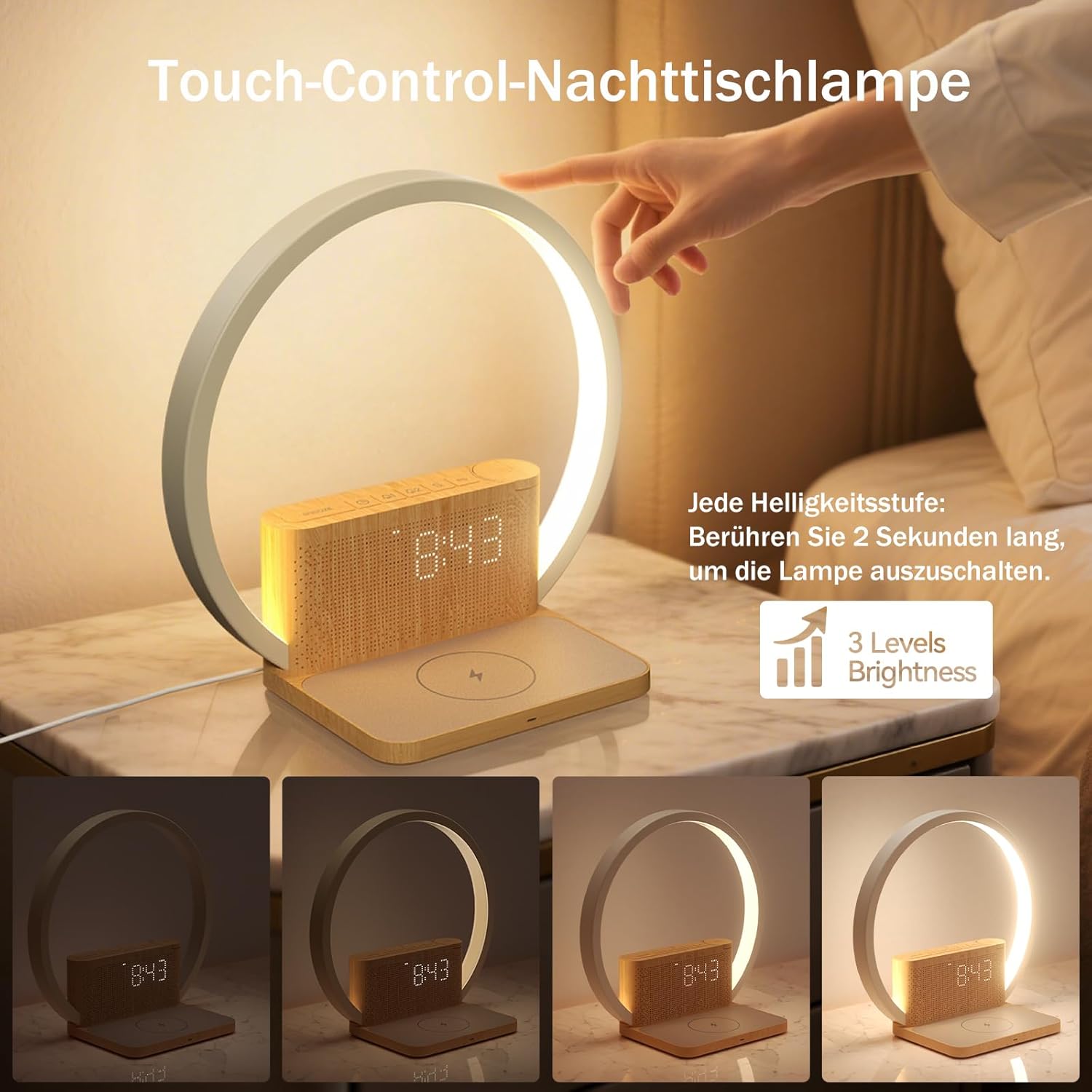 blonbar Tageslichtwecker,Nachttischlampe mit Ladefunktion
