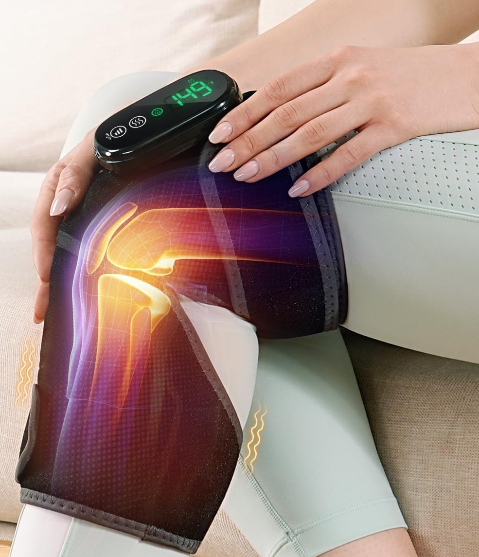 Kabelloses Knieheizkissen, Kniemassagegerät mit 4 Vibrationsmotoren