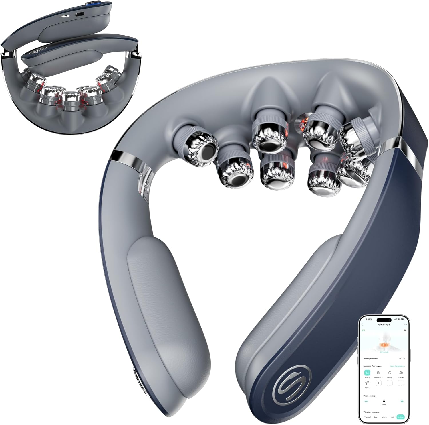 SKG® Das Original faltbare Nackenmassagegerät mit Wärme kabellos tragbar Puls- und Vibrationsmassage