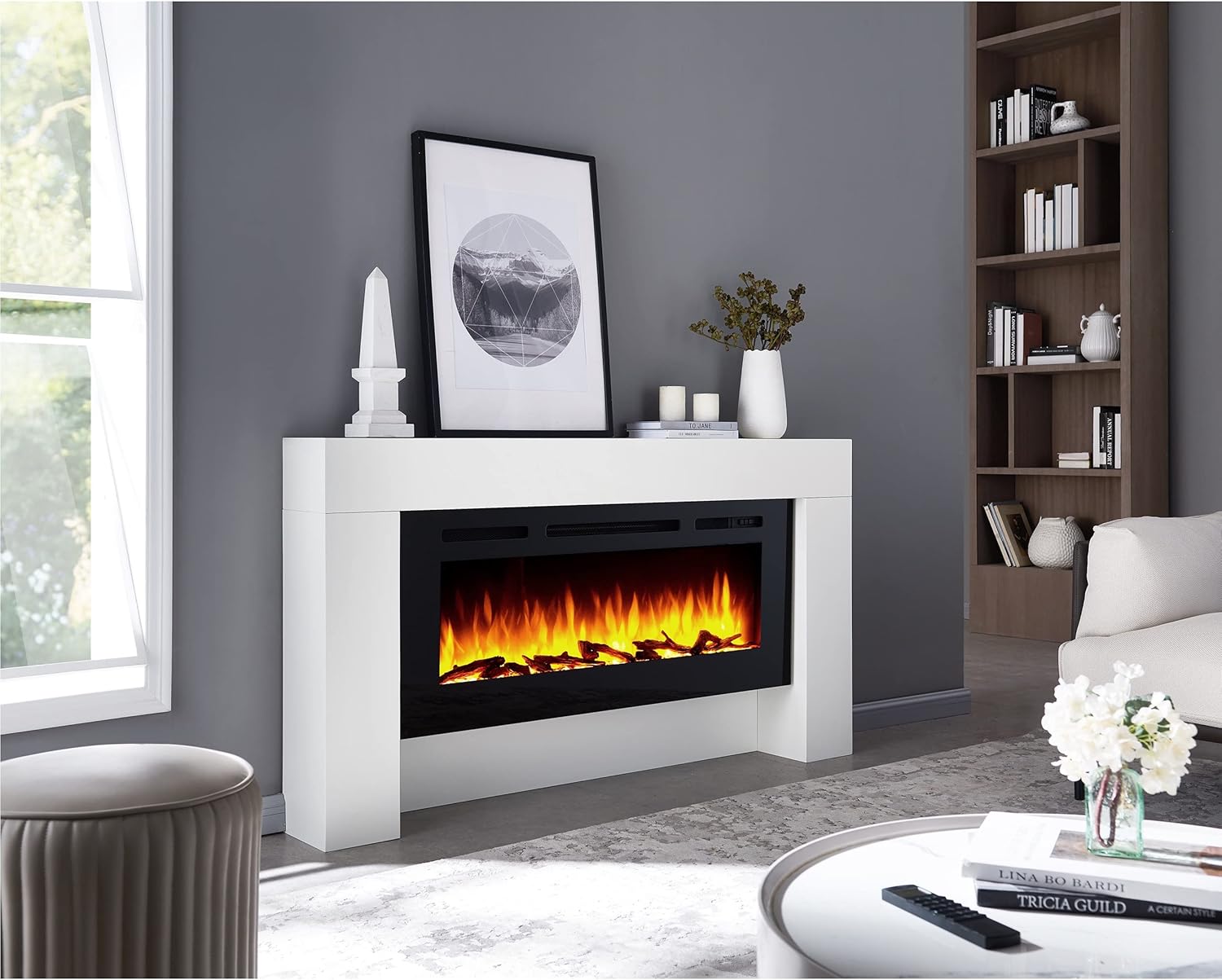 Elektrokamin BALDERIA Zeus - Elektrischer Standkkamin mit 3D-Flammeneffekt
