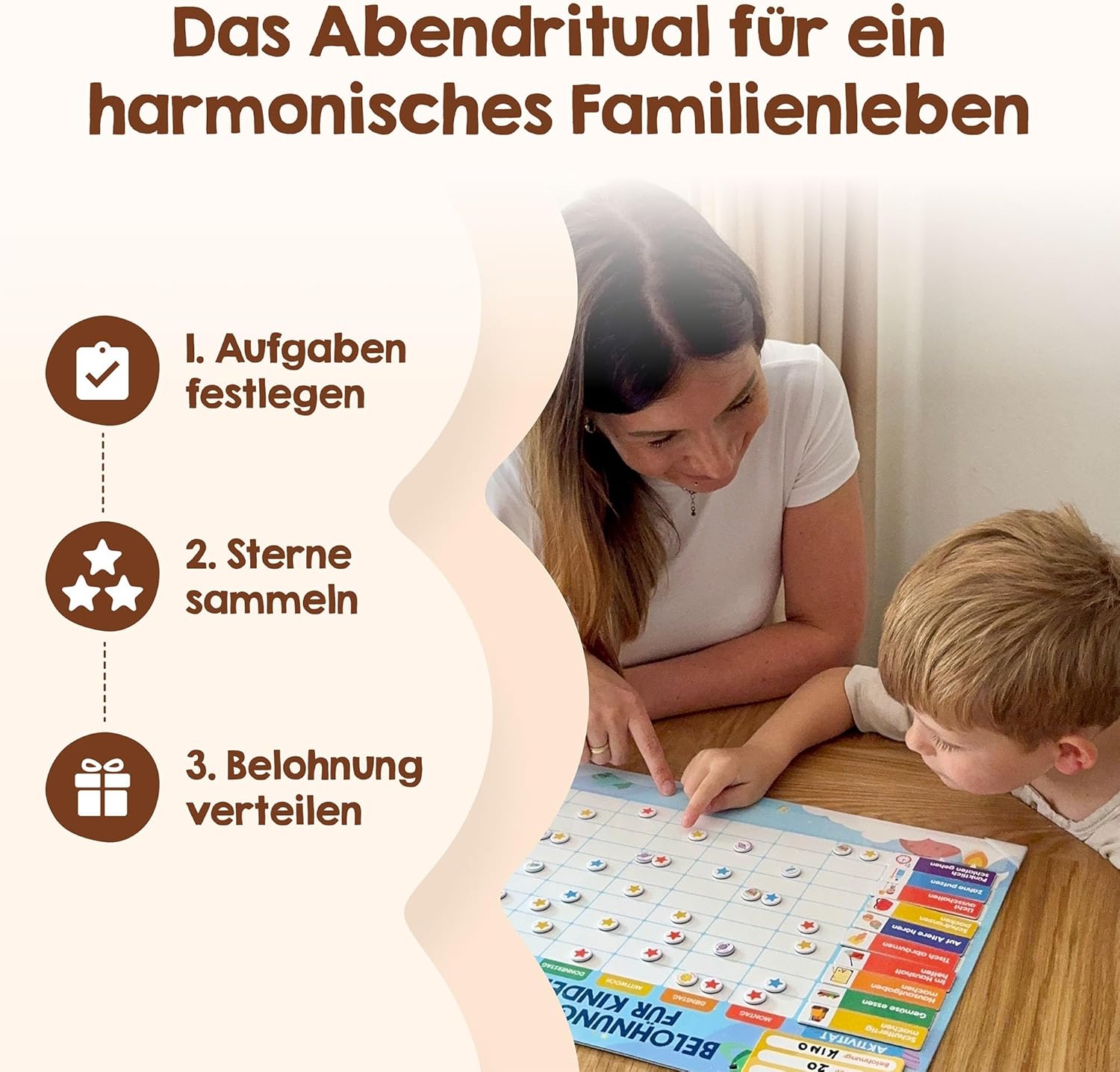 Edubini Belohnungstafel Kinder - [100 Aufgaben + 350 Magnete]