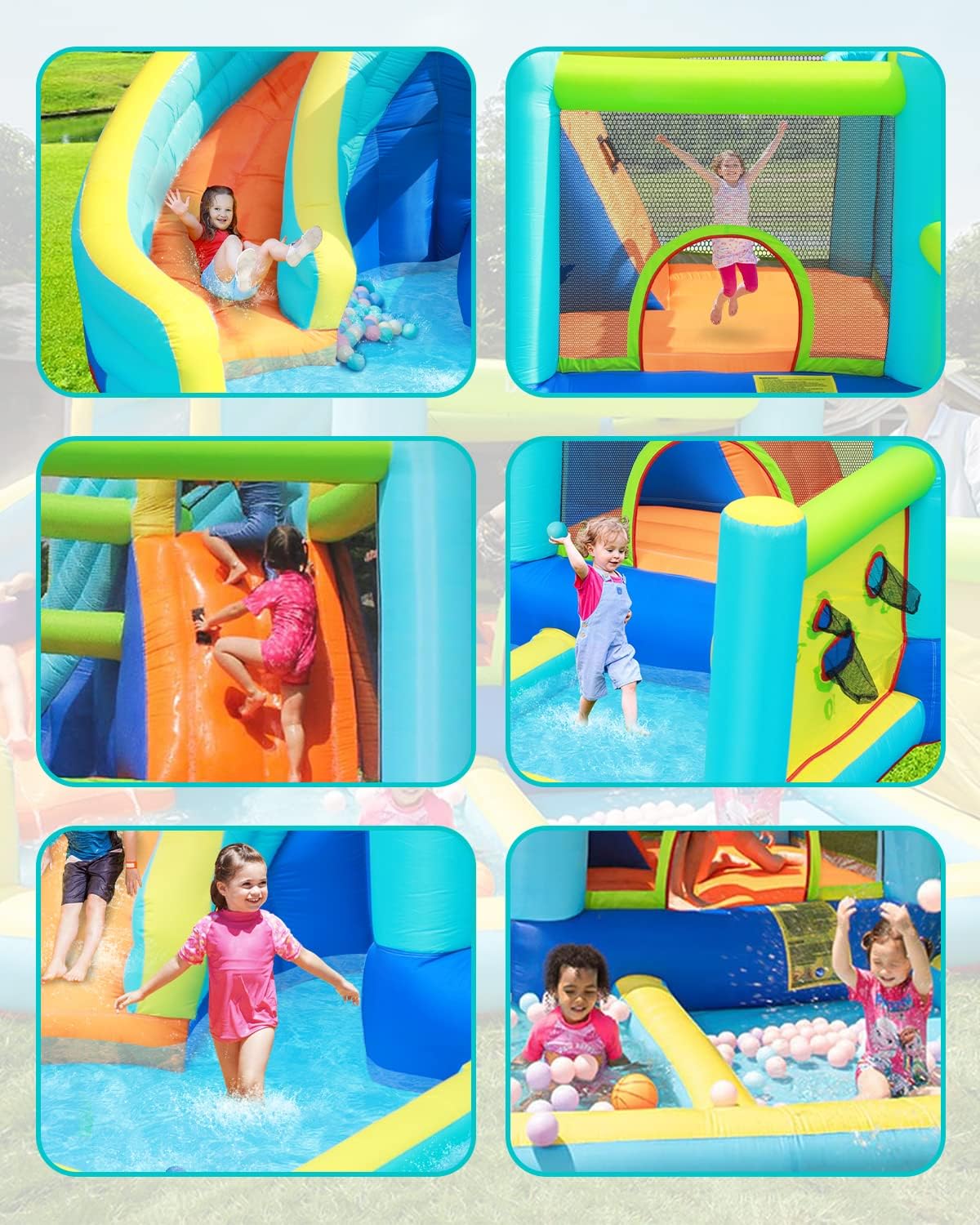 FBSPORT Hüpfburg mit Gebläse, Wasserspielcenter mit Trocken/Wasserrutsche