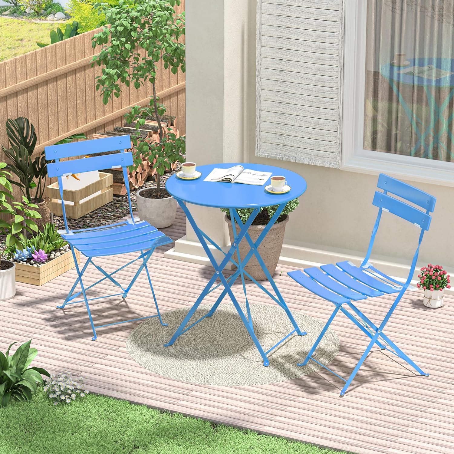 Gartenmöbel Set Wetterfest, Balkonmöbel Set 3 Teilig für Kleinen Balkon