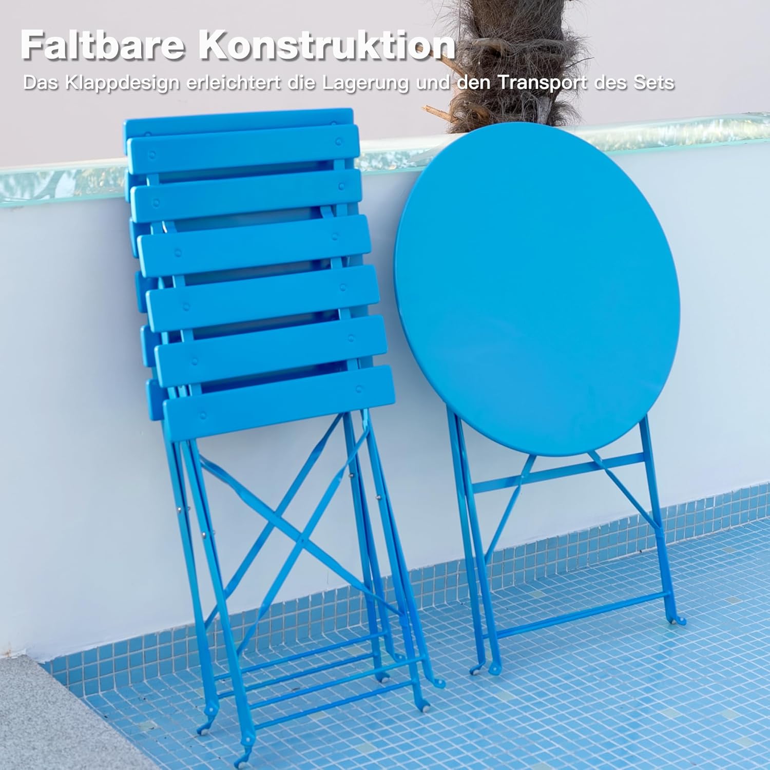 Gartenmöbel Set Wetterfest, Balkonmöbel Set 3 Teilig für Kleinen Balkon
