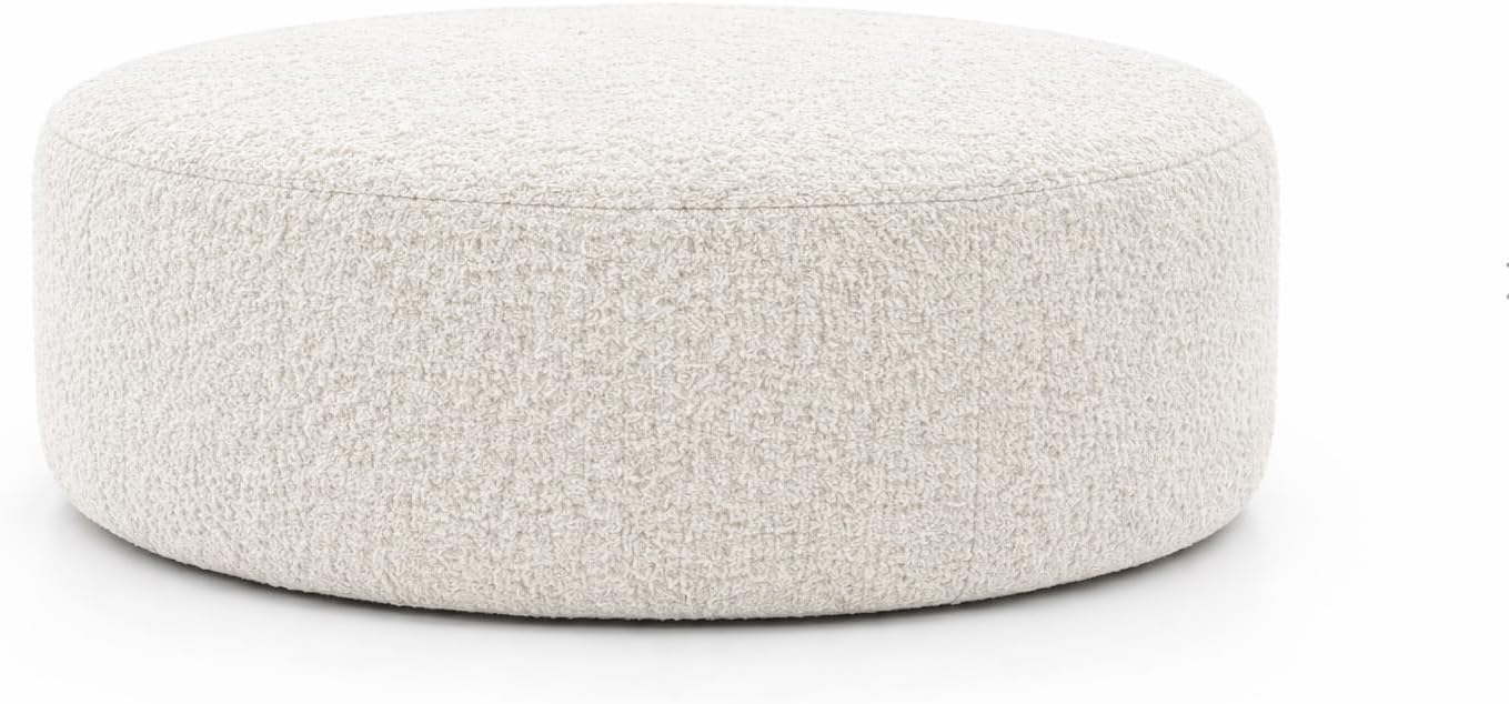 Pouf Molly rund 100 cm Bouclé Stoff Creme